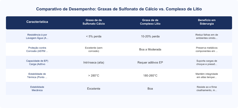 Diagrama técnico: Desempenho de Graxas de Sulfonato de Cálcio: Corrosão e Água em Siderurgia