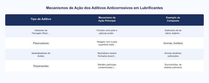 Diagrama técnico: Mecanismos de Corrosão e Proteção Anticorrosiva em Lubrificantes Industriais