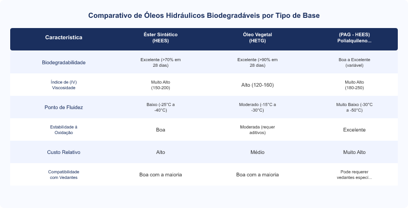 Diagrama técnico: Óleos Hidráulicos Biodegradáveis: Desempenho, Certificações e Custo-Benefício